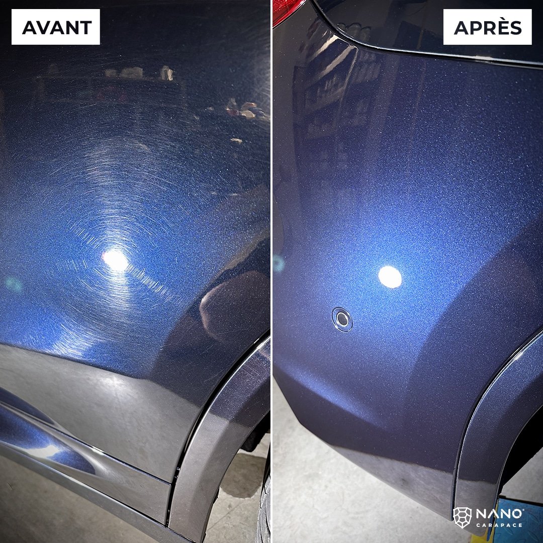 Avant / après polish carrosserie bleu nuit — Saint-Étienne