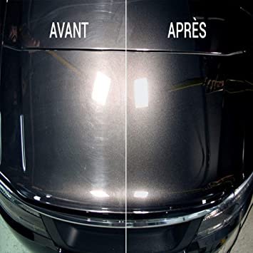 Avant / après polish capot — detailing Saint-Étienne